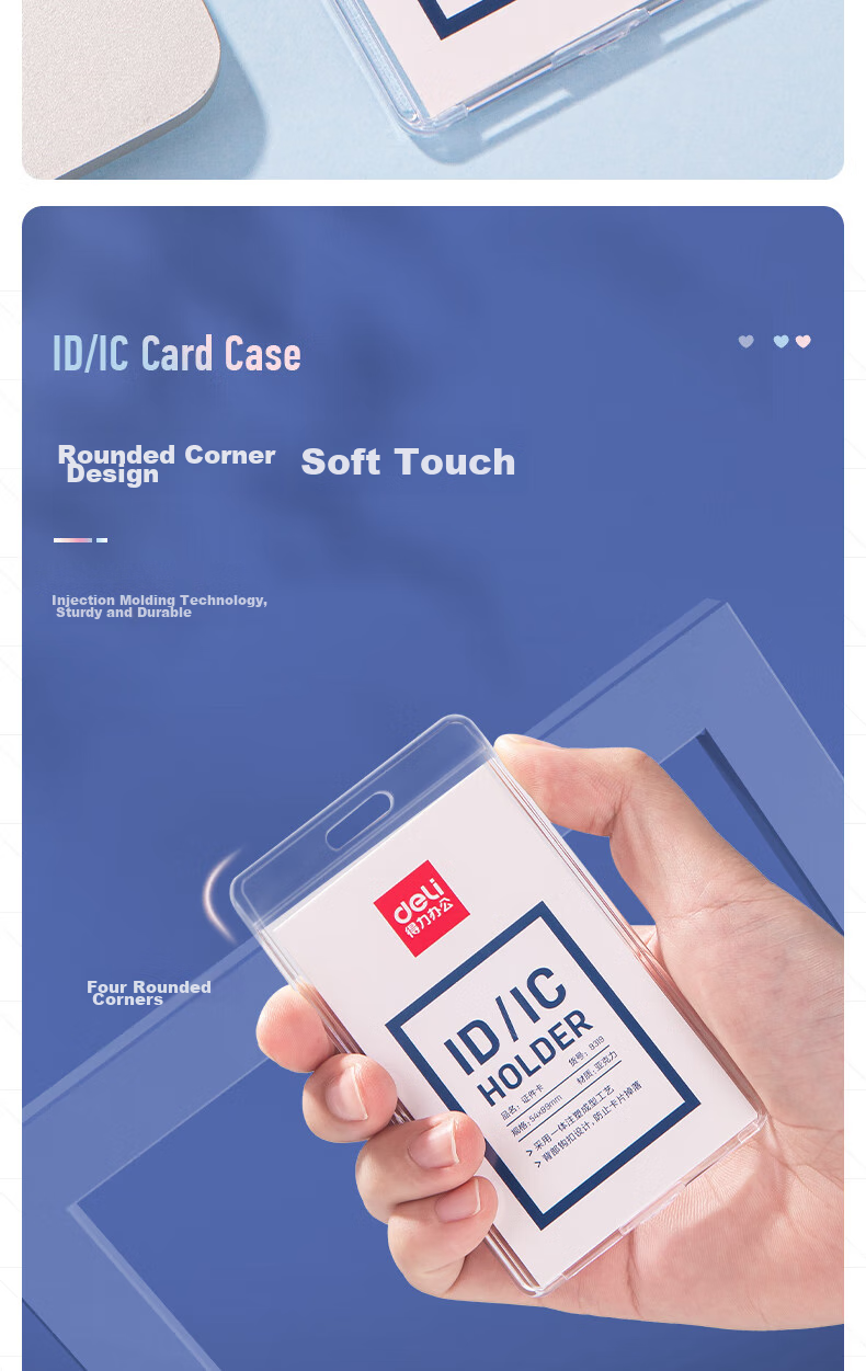 Deli 100 Horizontal Waterproof Work Badge Holder Transparent Employee ID Card Holder Bus Card Holder Meal Card Holder Access Control Subway Card Holder Student Name Tag 5758 6
