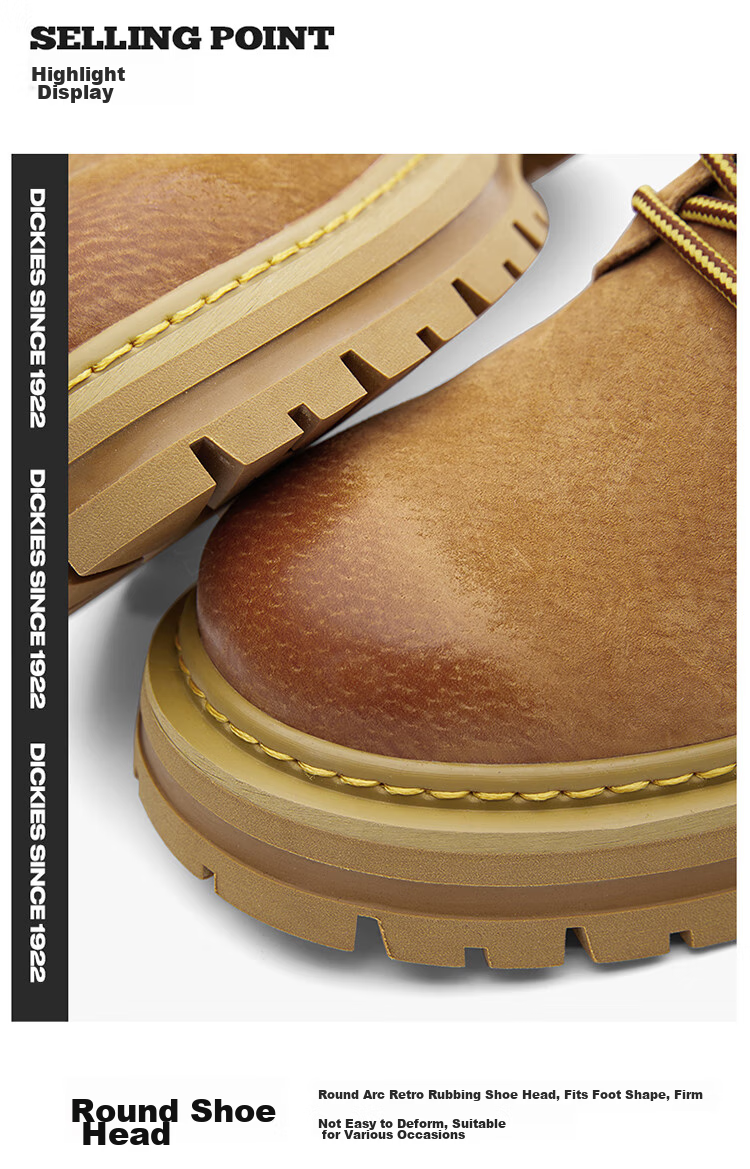 Dickies Men's High-Top Martin Boots, Fashionable Work Boots for Couples, Khaki with Fleece Lining, Size 40 (Unisex) 9