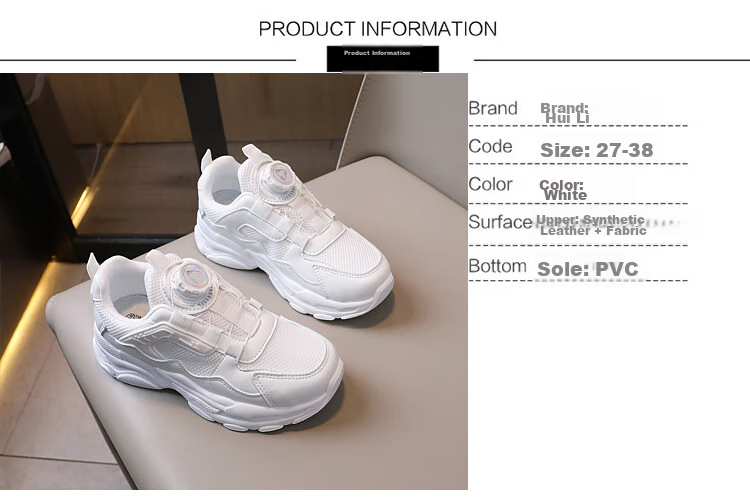 Warrior Summer Children's Running Shoes Breathable Mesh White Sneakers Dad Shoes WZ(CL)-0649 White 35 2