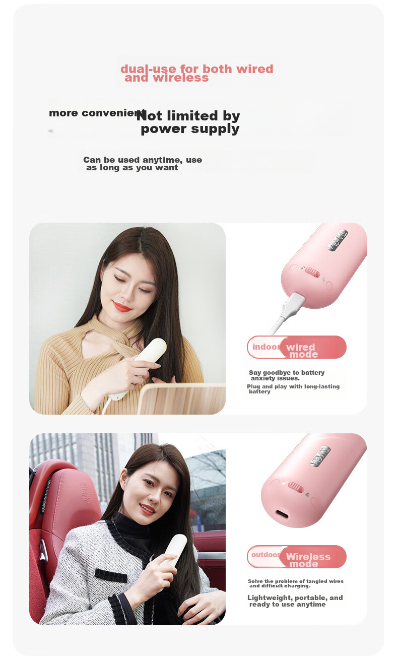 TSUYAGLA Sixth Generation Detachable Wireless Straight Hair Brush with 6 Billion Plasma Hair Protection, Non-Damaging Negative Ion Moisturizing, Efficient And Long-Lasting Styling, Girlfriend Birthday Gift T606 Pink 6