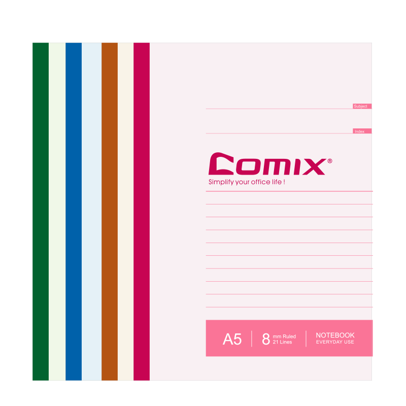 COMIX A5 60-Sheet 10-Pack Notebook Wire-Free Binding School Stationery Journal Softcover Exercise Book Color C4505