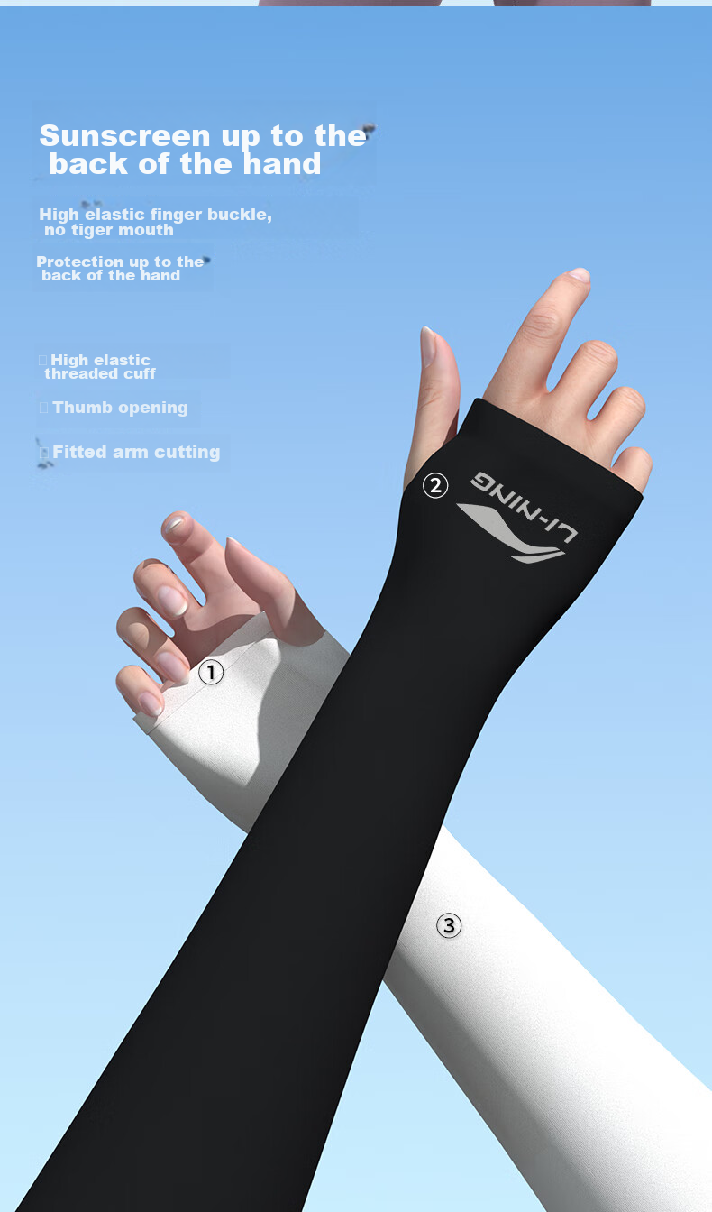Li-Ning Ice Silk Cooling Arm Sleeves for Men And Women, Sun Protection Arm Covers for Summer Cycling Fishing Driving, UV Protection Cool Arm Guards 6