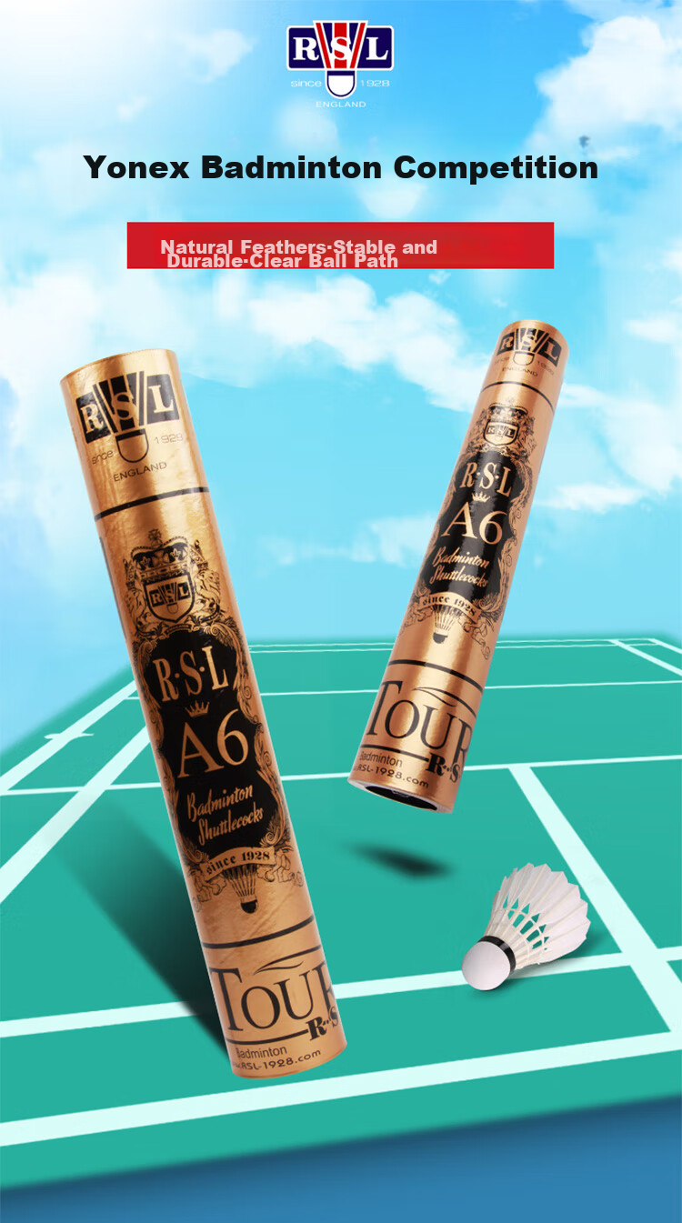 RSL Badminton Shuttlecocks for Training And Competition, Stable And Durable, RSL-A6 Speed 76, 12 Per Tube 1