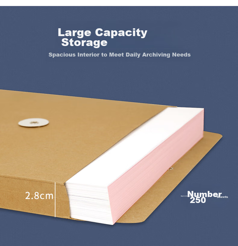 SIMAA 20 Pieces High-Quality A4 Kraft Paper File Folders, Wood Pulp 180g, Side Width 2.8cm, Red Text, Personnel Bid Document Folders, Document Folders, 6848 6