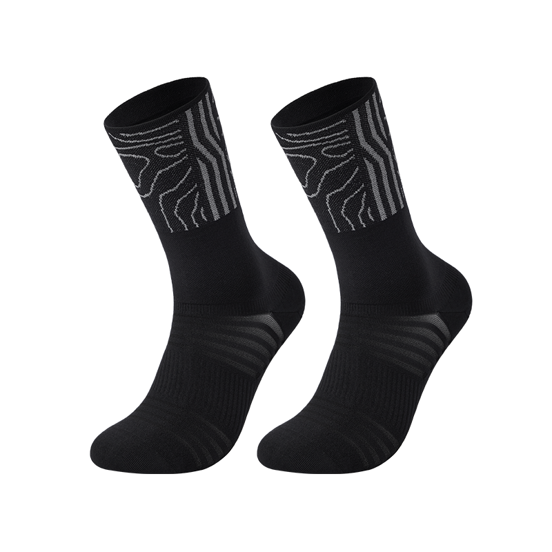 Keep Reflective Sports Socks Antibacterial Odor-Resistant Breathable Non-Slip Basketball Running Socks Unisex Badminton Black M