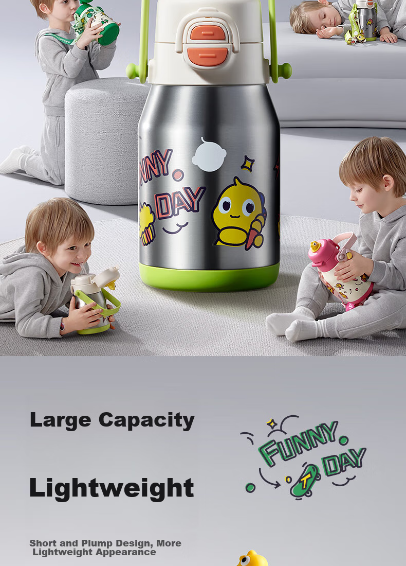 Babycare Large Capacity Insulated Water Bottle with Straw for Toddlers And Children, School Water Cup, 450ml 3