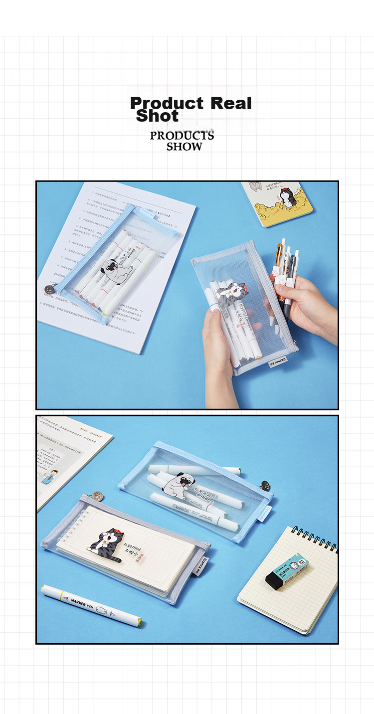COMIX Transparent Pen Holder Exam-Specific Stationery Bag Mesh Pen Case Clear Pouch for Students, Postgraduate Entrance Exams, Civil Service Exams, Graduate School Entrance Exams, High School Entrance Exams, Durable Nylon Mesh XS-22 Gray 9