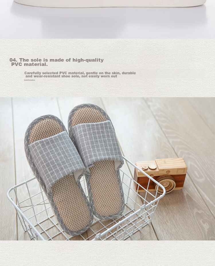 Huili Slippers for Men And Women, Linen Sandals, Couples' Home Casual Lightweight Breathable Sweat-Absorbing Thick-Soled Wear-Resistant Floor Slippers, Classic Mesh Style HL1036, Light Coffee Color, Size 38 to 39 9