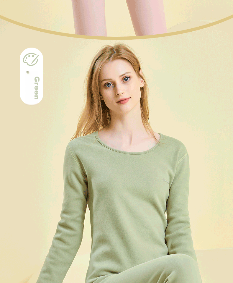 LangSha Women's Thermal Underwear, Fleece-Lined And Thickened, Autumn And Winter Base Layer, Cotton Sweater, Slim-Fit Top And Bottom Set 21