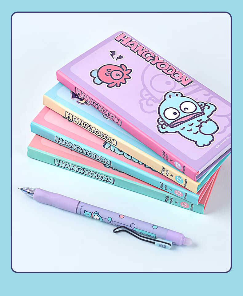 GuangBo X Sanrio Series Weekly Sticker Journal Pocket Notebook Grid Inner Pages Student Planner Clowns Fish Pink WO 80*156mm/72 Sheets KT81391 3