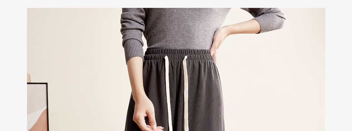 Halo Queen Women's Casual Pants, Spring And Autumn Drawstring Loose Wide-Leg Trousers, Fashionable Slimming Straight-Leg Pants H13QK5970 2