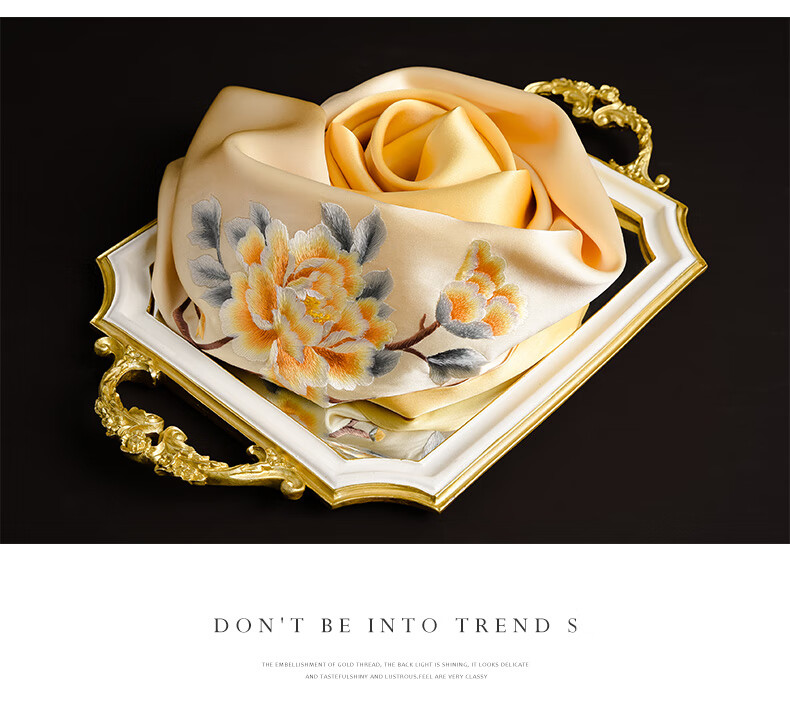 Hangsi Mansion Su Embroidery Silk Scarf Shawl Mulberry Silk Luxury Set Birthday Holiday Gift for Mom - Butterfly Green 7