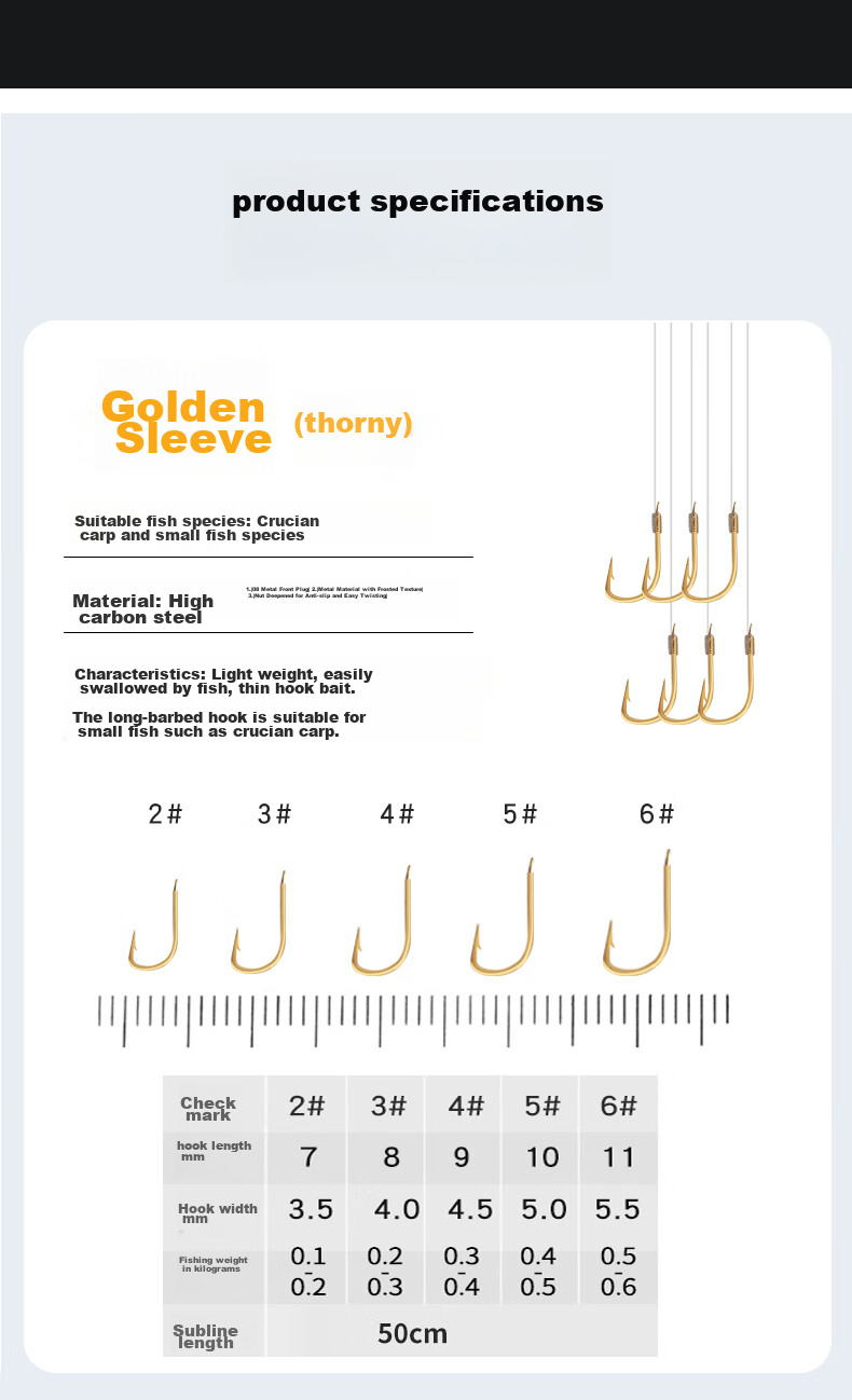 Shensha Fishing Hook with Pre-Tied Leader Line, Double Hook Gold Sleeve with Barbs, Ready-Made Rig, Platform Fishing Line Set, Fishing Tackle Accessories 9