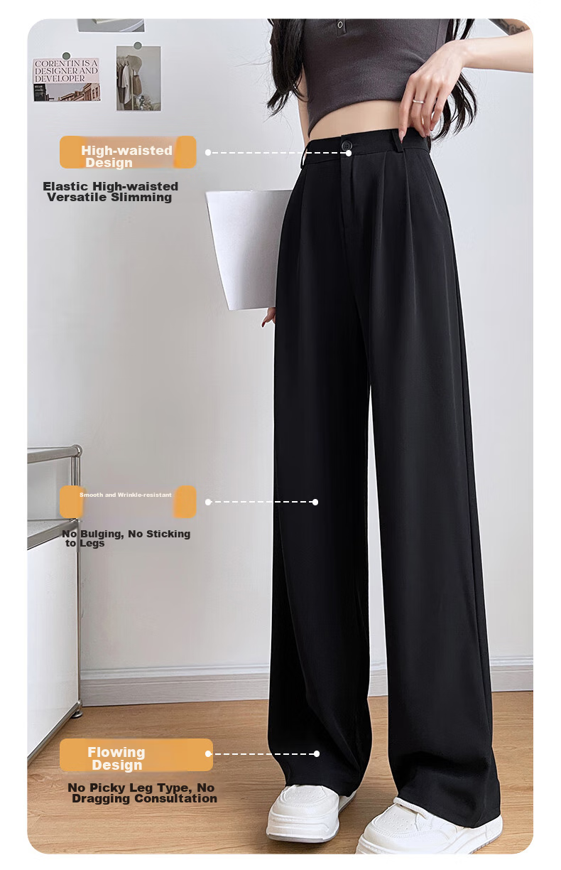 FitonTon Casual Dress Pants for Women, Autumn And Winter Style, 2025 Fashion Versatile Straight-Leg Pants, High-Waisted Draping Slimming Wide-Leg Trousers 6