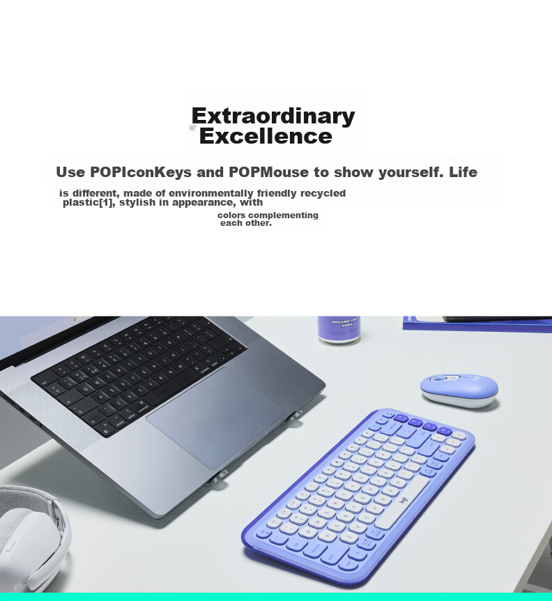 Logitech POP ICON KEYS Bubble Keyboard, Bluetooth Office Keyboard, Wireless Keyboard, AI Portable Keyboard, Laptop Keyboard, White, 85 Keys 2