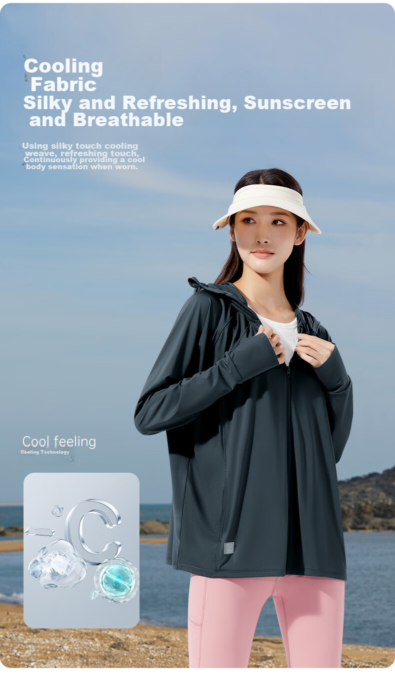 TECTOP Outdoor Sun Protection Jacket for Women, UV-Resistant Summer Breathable Hiking Coat 2422102FS Women's Model Fuyue White M 7