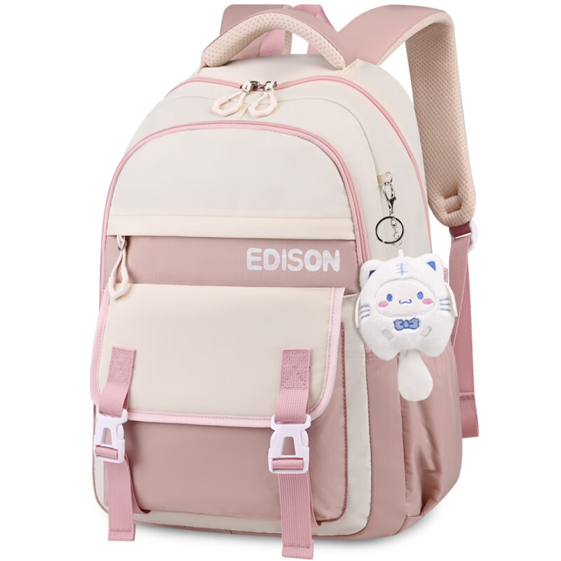 Edison Inventor Middle School Student Backpack for Junior High And High School Students, Lightweight Spine Protection Backpack for Boys And Girls, Stylish Design K013-3 Pink