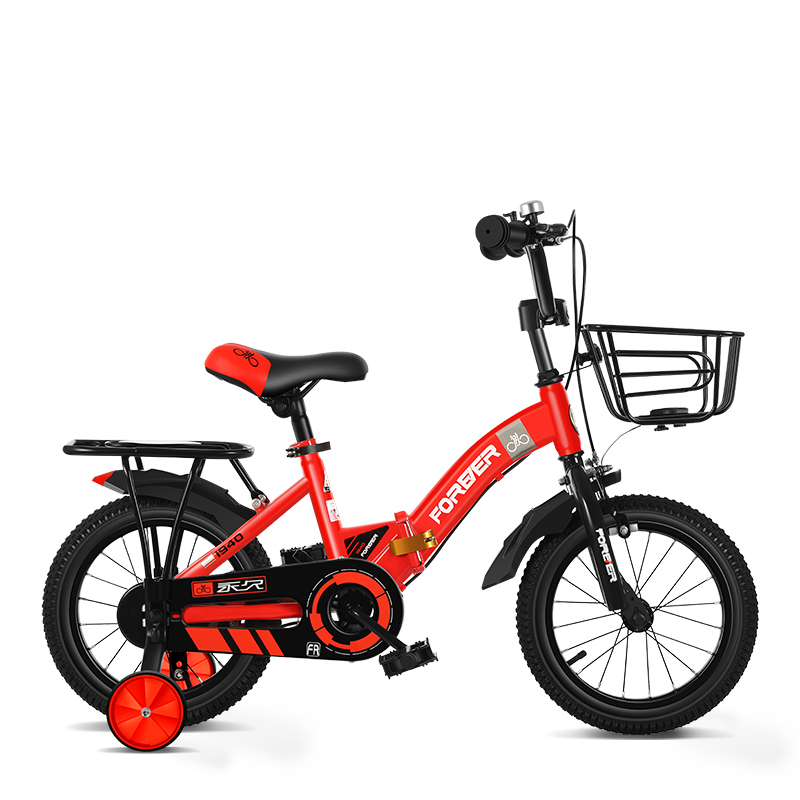FOREVER Children's Bicycle for Boys And Girls, Foldable Pedal Bike with Training Wheels for Ages 4-6 Red 18-Inch