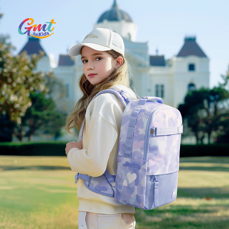 Gmt for Kids Backpack, Large Capacity Shoulder Bag for Middle And High School Students, Spine-Protecting And Load-Reducing Backpack, Girls' Waist Belt, Purple