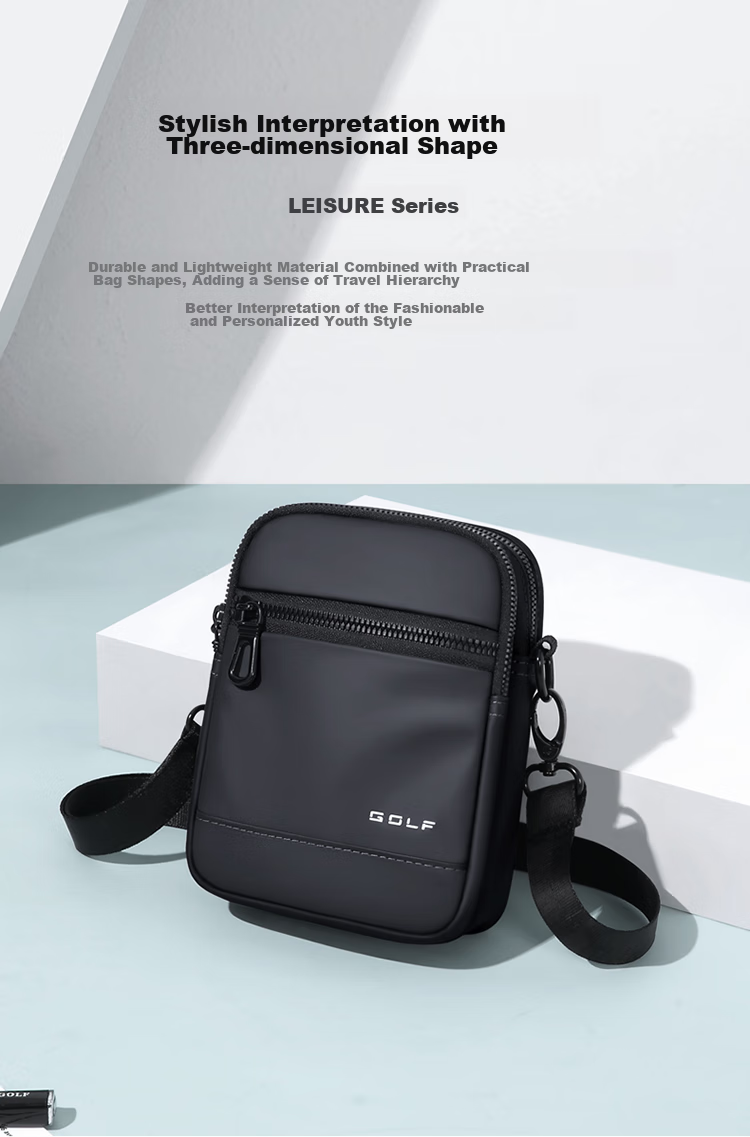 GOLF Shoulder Bag for Men, Casual Large Capacity Crossbody Bag, Multi-Compartment Phone Bag, Water-Resistant Trendy Portable Sports Hanging Bag, Versatile Fashionable Small Backpack 5I796325J Misty Black 1