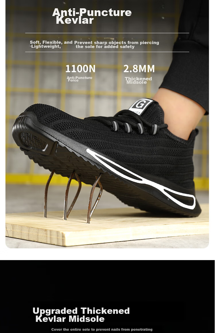 JUNBU Safety Shoes for Men with Steel Toe Cap, Anti-Smashing, Puncture-Resistant, Wear-Resistant, Comfortable, Safety Construction Work Shoes A1080F Size 39 5