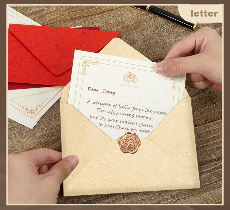 Kingdee Perfume Tree Pattern Envelope Greeting Card Set of 4, Qixi Valentine's Day Gift Cards, Cute Lacquer High-End Gift Artistic Letter Writing Love Note Confessio 11
