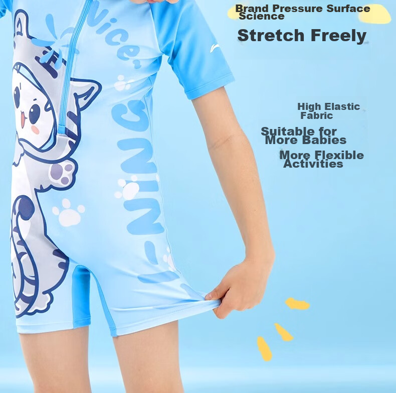 Li-Ning Children's Swimsuit One-Piece Square-Leg Swim Trunks Surfing Suit Quick-Dry Hot Spring Swimwear for Boys And Girls Aged 3-6 9