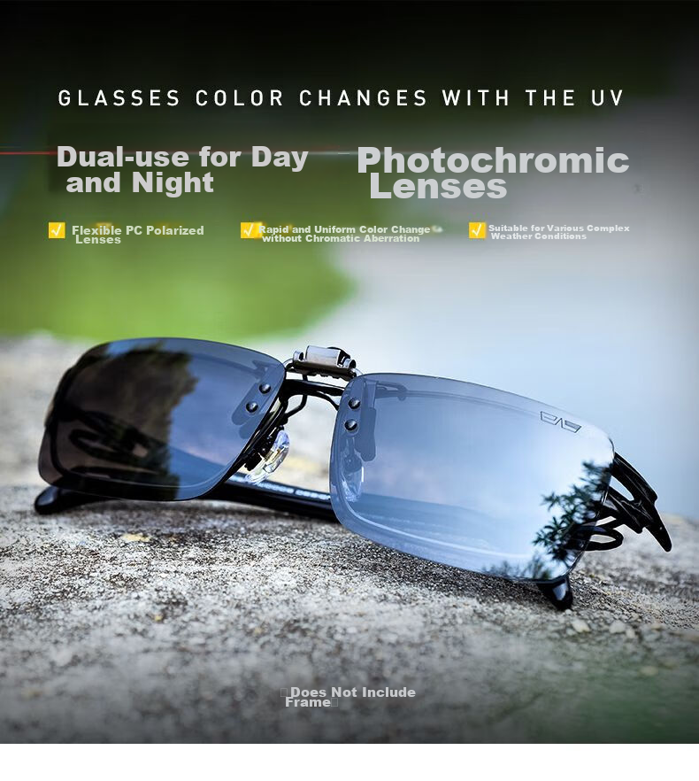 LESCA LUNETIER Clip-On Sunglasses for Nearsightedness, Polarized Photochromic Sunglasses for Men And Women, Driving-Specific Fishing Day And Night Dual-Use Lenses 1