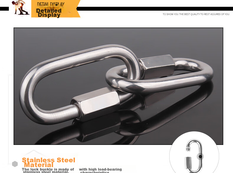 Locroyon 988 Stainless Steel Quick Link Carabiner Nut Lock Climbing Chain Connector Descender Rock Climbing Main Lock 5