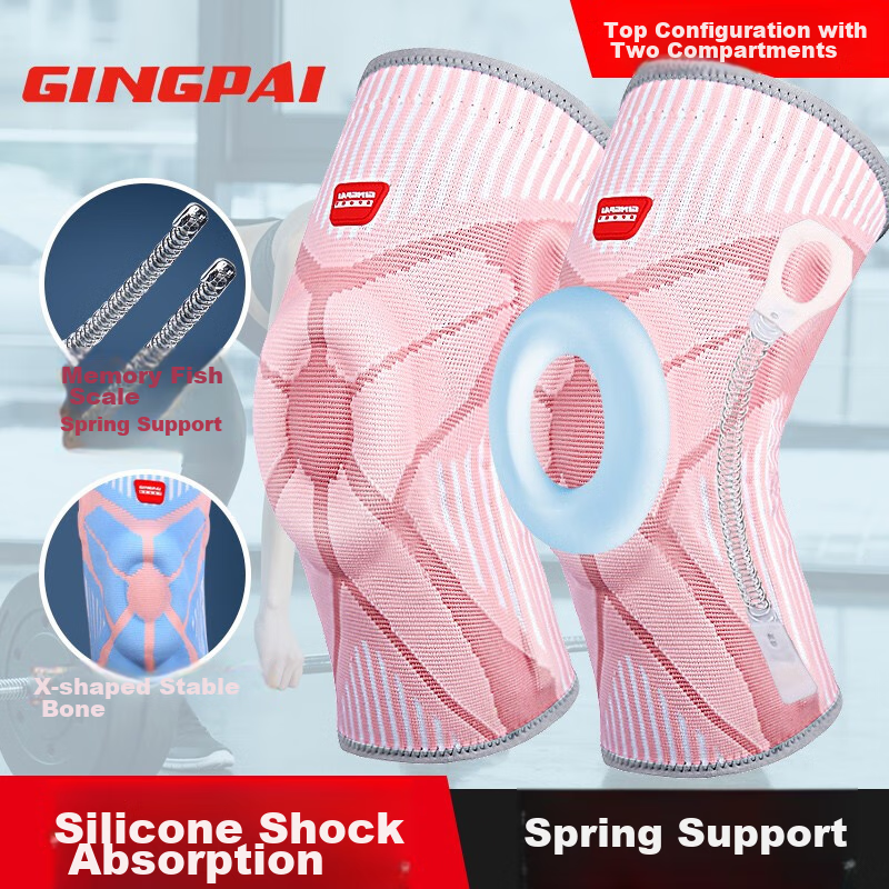 GINGPAI SPORT Women's Sports Knee Brace for Running, Joint Protection, Warmth, Basketball, Jump Rope, Meniscus Protection, Professional Knee Support, Pink, Size L