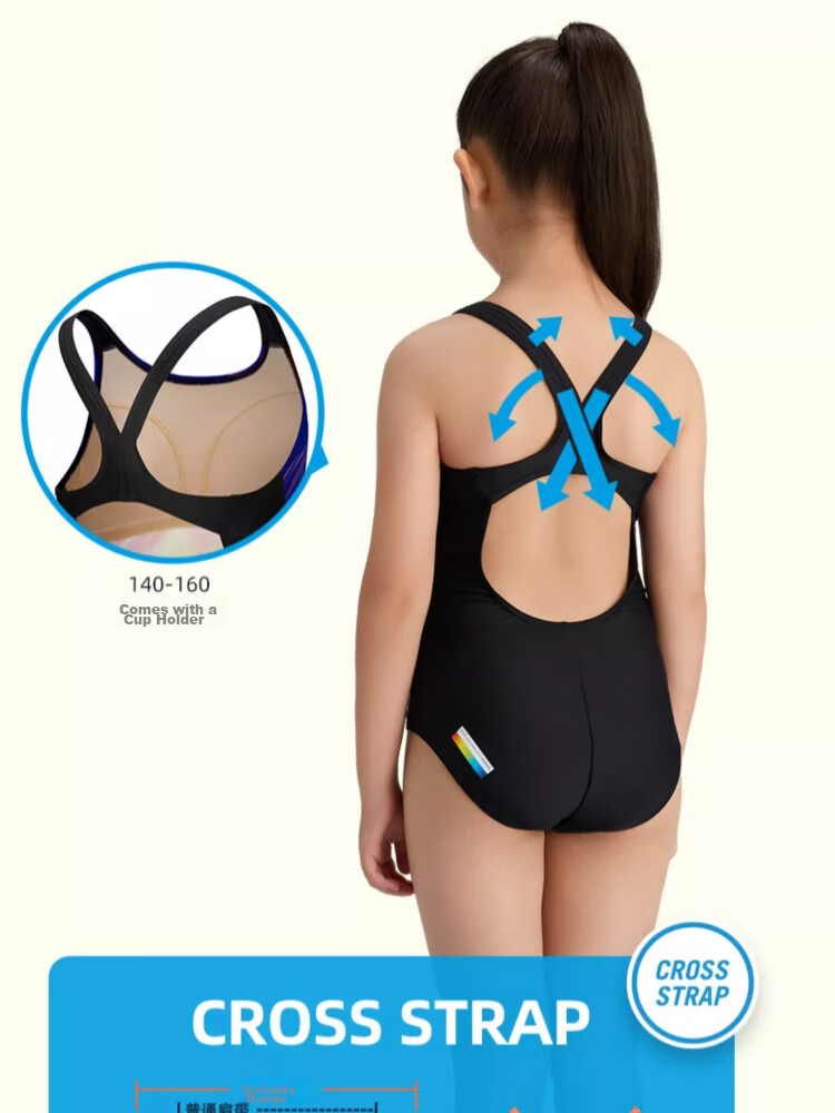Arena Children's Sleeveless Triangle Swimsuit, for Older Girls, Elastic Comfortable Quick-Dry TSF4040 Blue 150 7