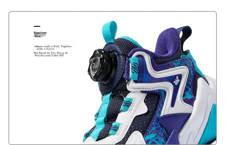 361° Hanjiang | Children's Basketball Shoes, Spring And Autumn Practical, for Ages 3-7, Rotary Buckle Basketball Shoes, Black Size 28 41