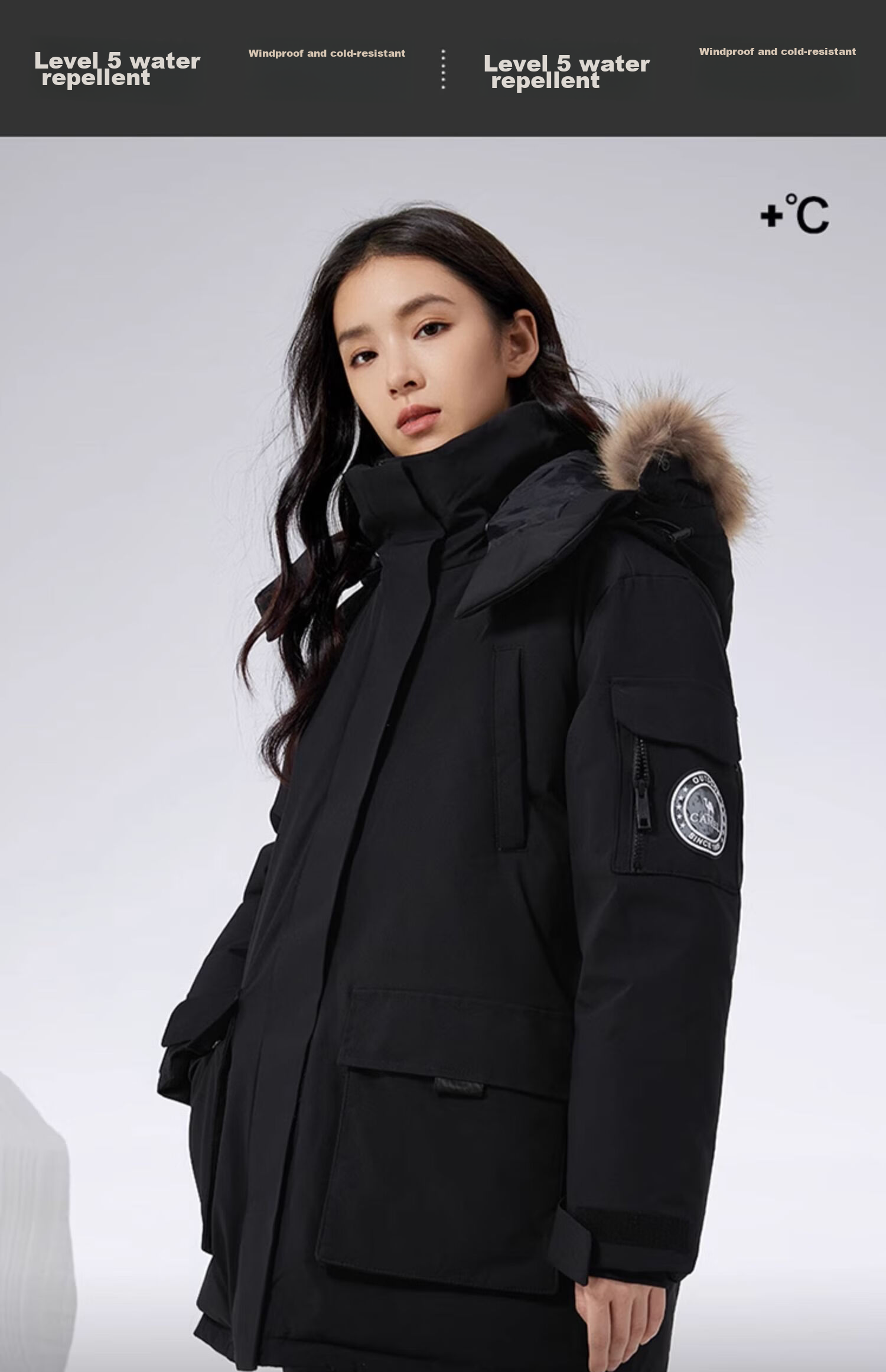 CAMEL [Wang Junkai's Choice] Outdoor down Jacket for Men And Women, Mid-Length Style, 700 Fill Power, Water-Repellent, Thickened, Cold-Resistant Coat 6