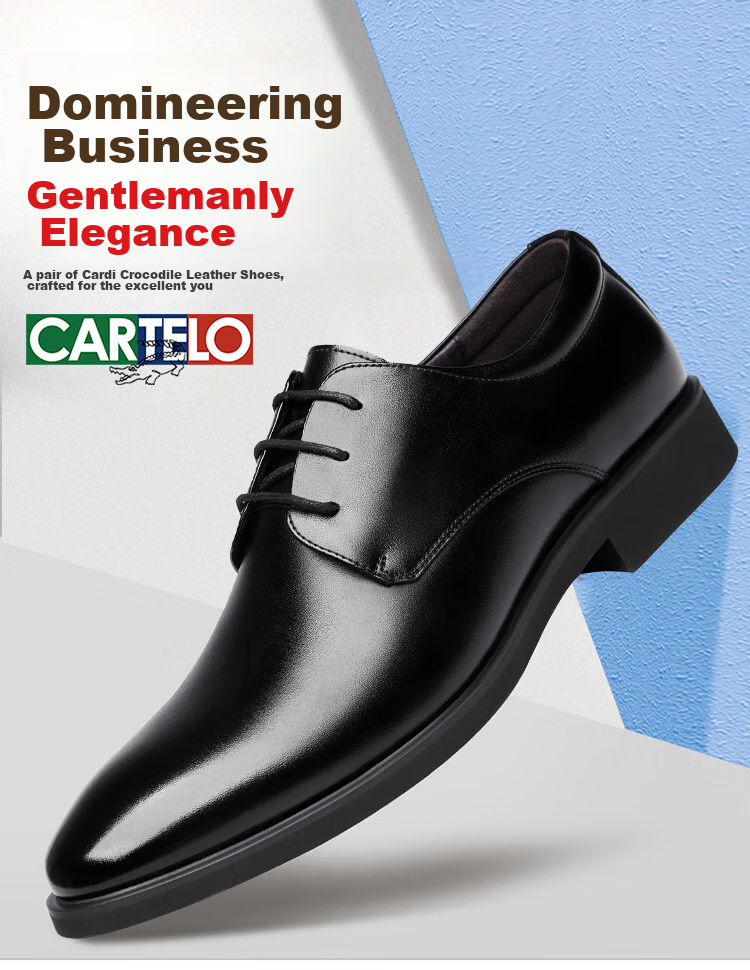 CARTELO Suede Leather Shoes for Men, Business Low-Top Formal Shoes, Men's Professional Office Leather Shoes 9273 Black Size 40 1