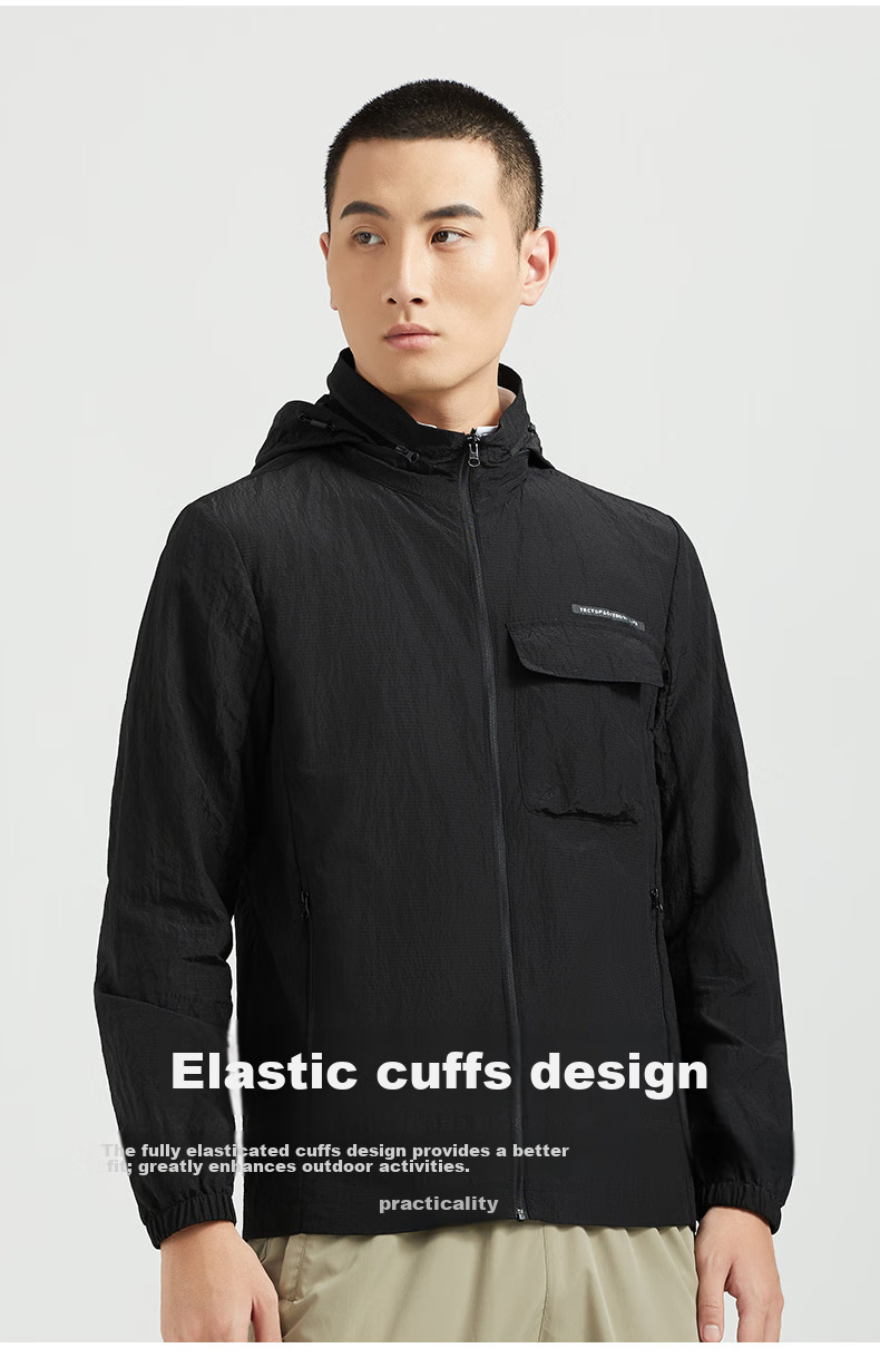 TECTOP Sun Protection Jacket, Men's Lightweight Breathable Hooded Skin Coat, Black M 11