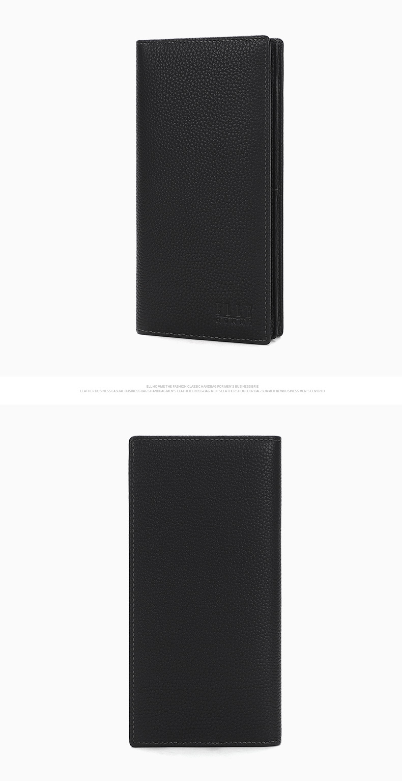 ELLE HOMME Luxury Men's Long Wallet, Fashionable Top-Grain Leather Billfold, Multi-Card Slots 8712, Birthday Gift for Me 8