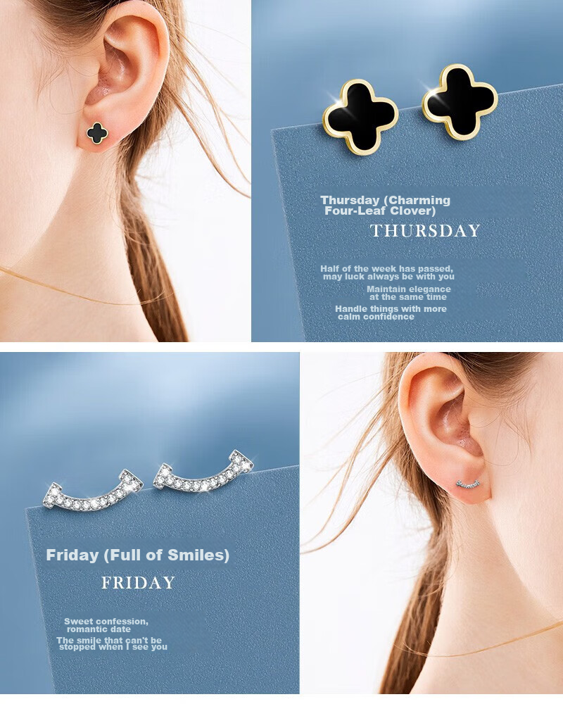 N2it Silver Needle Weekly Earrings Gift Box Set for Women, Ear Piercing Care Kit, Birthday Gift for Girlfriend Or Wife, Practical Present 9