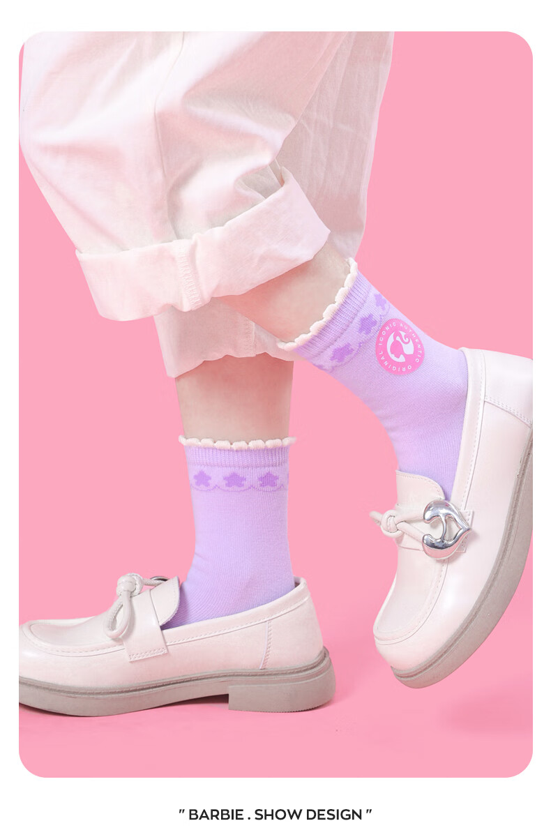 Barbie Girls' Socks, Children's Mid-Calf Versatile Cotton Socks, Spring And Autumn Cute Short Socks, Schoolgirl Mid-Calf Socks for Girls 8