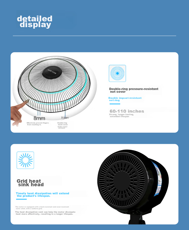 AUX Electric Fan / Mechanical Pedestal Fan / Home Fan / Air Circulation / Seven-Blade Fan / High Airflow Fan FS1619 (Timer with Extended Cord) 13