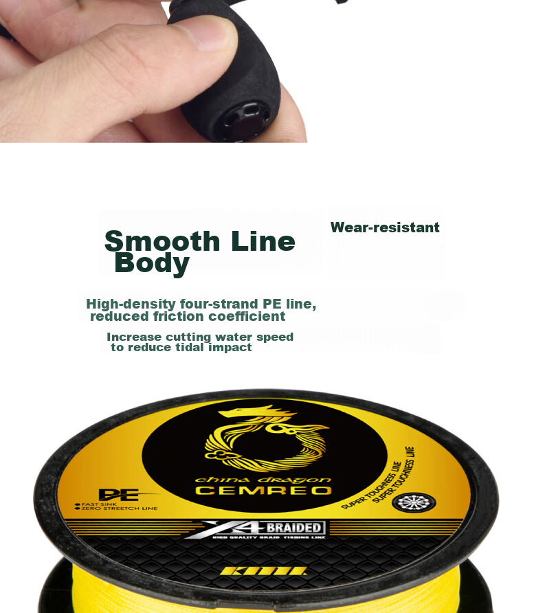 Kemailei PE Fishing Line, 100 Meters, Bright Yellow Braided Fishing Line, High Tensile Strength, Bass Fishing Line, High-Density Anti-Bite Line, Braided Fishing Line for Lure Fishing And Sea Fishing, Size 1.5, Bright Yellow 8