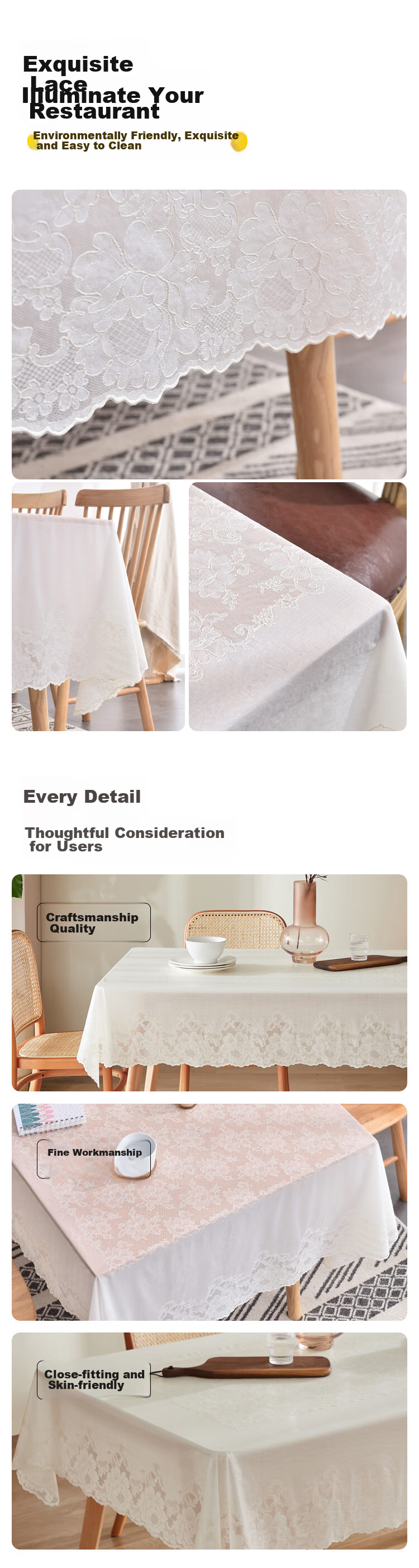 HOUSEWARE Waterproof, Oil-Proof, And Scald-Resistant PVC European-Style Table Mat, Thickened Dining Table Cover, 135*180cm, Aierber 5