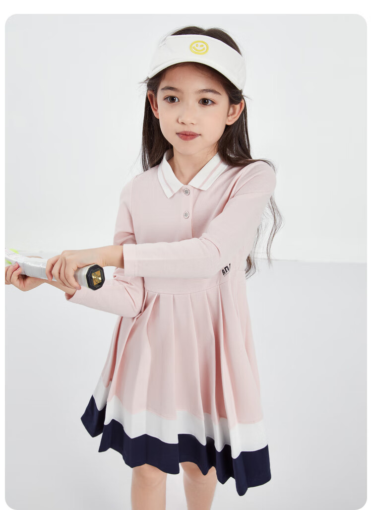 Annil Girls' Long-Sleeve Dress, New Autumn 2024 Style, Crystal Pink, Size 130 5