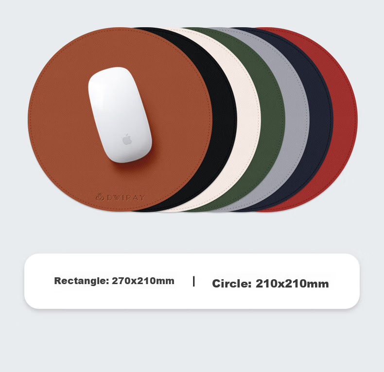 DiyiGongfang Mouse Pad, Small Desk Mat, Laptop Pad, Office Mat, Gaming Mouse Pad, Portable Desktop Pad, Writing Pad, Leather Stitched Round (Diameter 210mm) 11