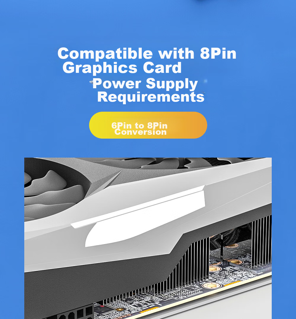 BURLEFRAN Computer Cable, 6-PIN to 8-PIN Graphics Card Power Cable, 8-Pin Graphics Card Power Extension Cord, Motherboard Adapter Cable, Case Power Supply Cable 3