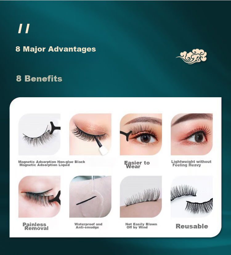 UPLUS Sharpened 3D Natural Dense False Eyelashes, One-Piece Style, 3 Pairs, 04 Full-Length Eyelashes, Hard Stem, Cosplay Stage Makeup 3