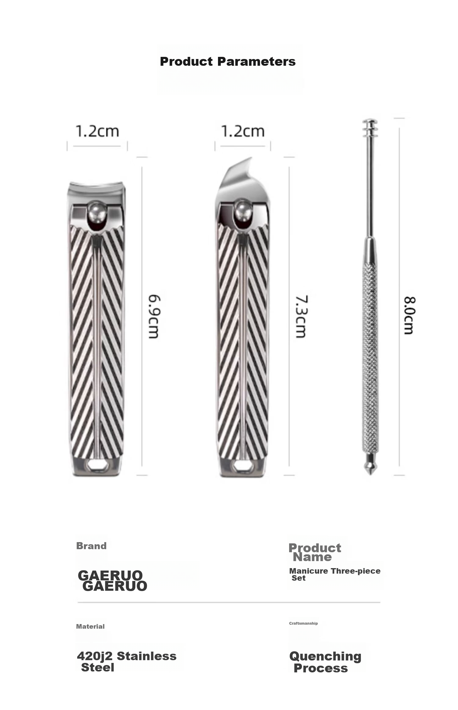GAERUO Nail Clipper Set with Anti-Splash Design, Including Straight Nail Clipper, Diagonal Nail Clipper, And Ear Pick 24
