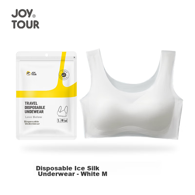 JOYTOUR Disposable Bra, Seamless Breathable Ice Silk Underwear, Thin Summer Style for Women, Travel And Business Trip Use, No Washing Required - White M