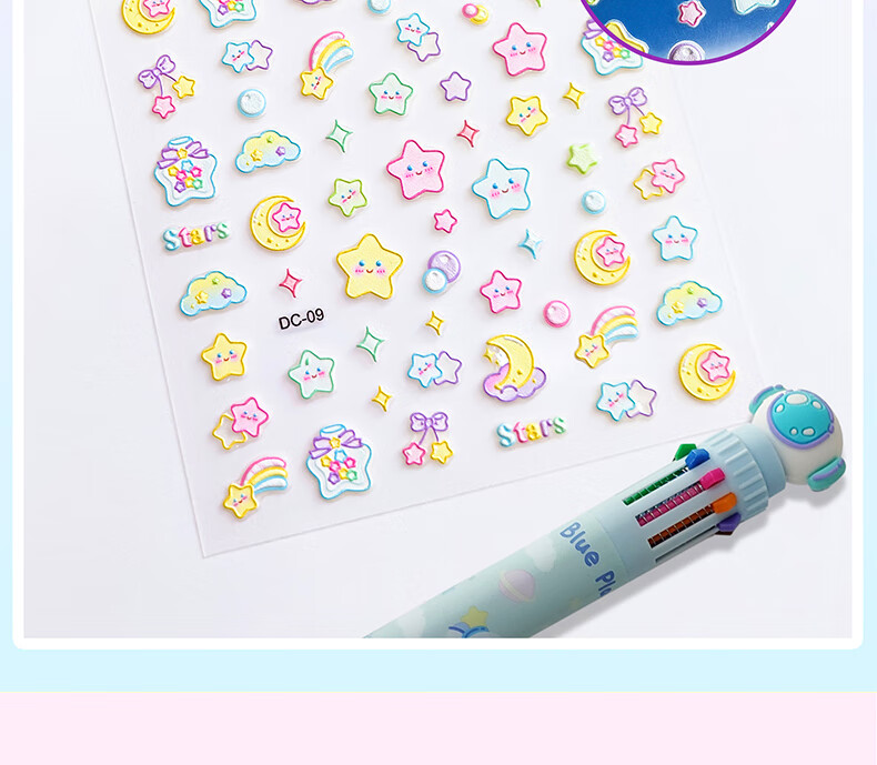 Diyu Glow-In Nail Stickers for Children And Girls, Embossed Nail Art Decals, Removable Waterproof 3-Year Baby Kids Fluorescent Nail Stickers 14