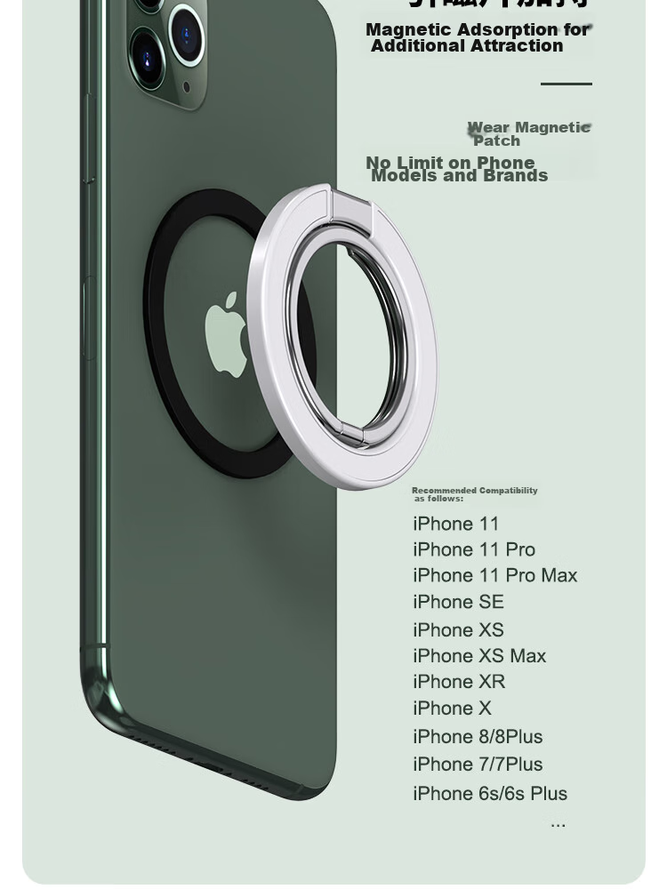 ESCASE Magnetic Phone Ring Holder for Apple IPhone 14 Pro And Huawei Mate 50, IPad Desktop Stand, MagSafe Compatible, Metal Alloy, Rotatable And Detachable, White DMF-02 Upgraded Versio 13