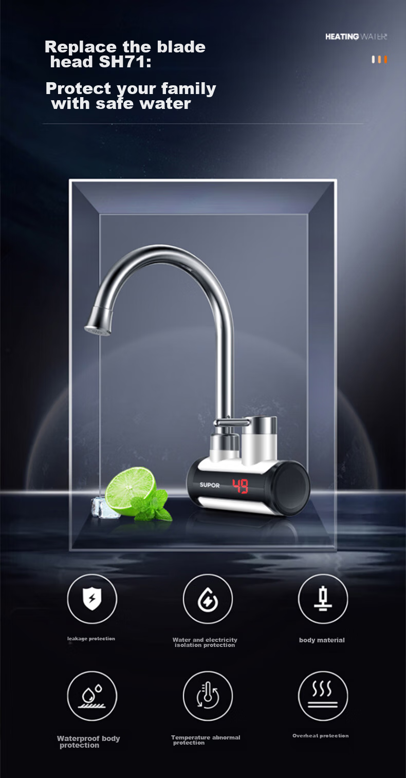 SUPOR Electric Water Heater, Side Water Inlet Instant Heating Quick Heating Fast Heating Hot Water Kitchen Bathroom Balcony Electric Water Heater 272047-01 Side Water Inlet 3